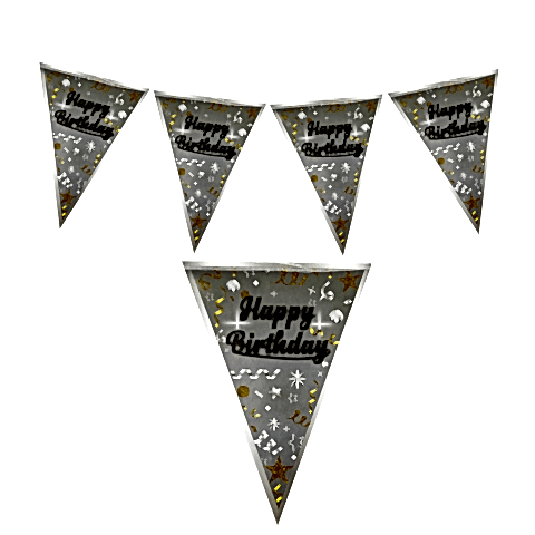 HAPPY BİRTHDAY GÜMÜŞ ÜÇGEN FLAMA