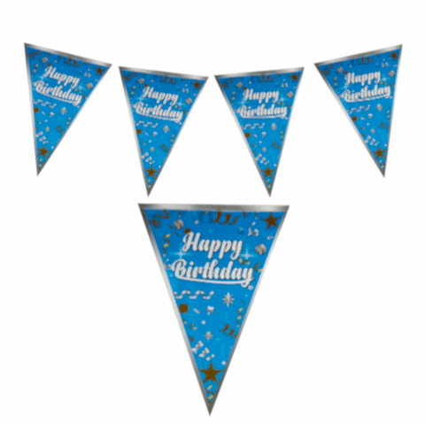 HAPPY BİRTHDAY MAVİ ÜÇGEN FLAMA