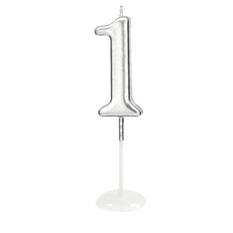 KÜÇÜK BOY 1 RAKAM GÜMÜŞ MUM 8CM PK:100 KL:1000