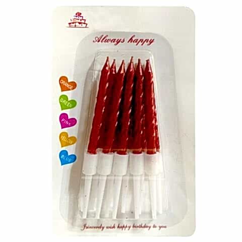 10 LU KÜÇÜK BURGULU KIRMIZI MUM 7.5 CM PK:50 KL:600