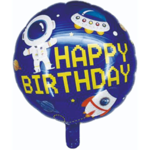 18 İNÇ YUVARLAK UZAY TEMALI HAPPY BİRTHDAY FOLYO BALON 43*43
