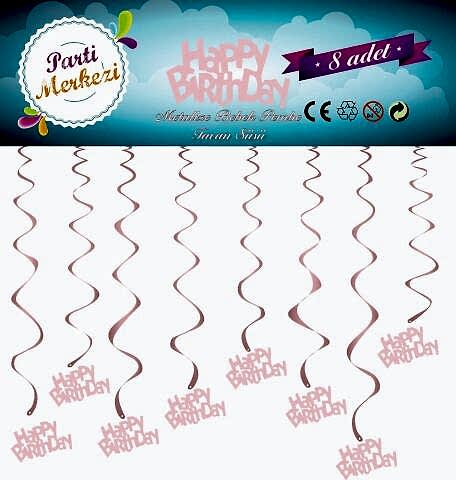 METALİZE PEMBE HAPPY BİRTHDAY TAVAN SÜSÜ