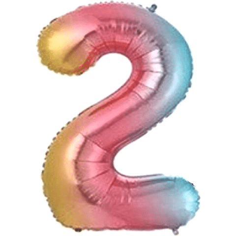 2- RAKAM 34 İNC GÖKKUŞAĞI RENK BALON 76 CM