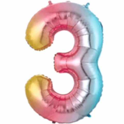 3- RAKAM 34 İNC GÖKKUŞAĞI RENK BALON 76 CM