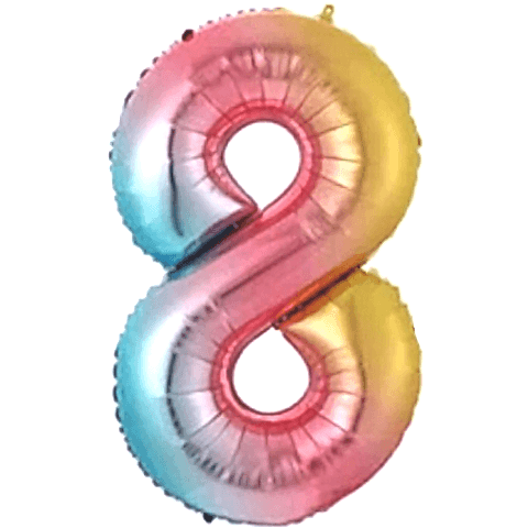 8- RAKAM 34 İNC GÖKKUŞAĞI RENK BALON 76 CM