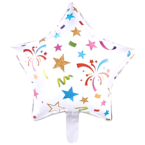 18 İNC YILDIZ HAVAİ FİŞEK BASKILI FOLYO BALON