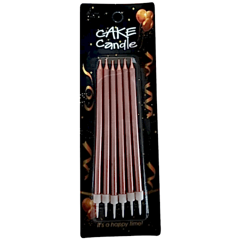 6 LI İNCE UZUN PEMBE MUM 15CM