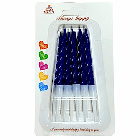 10 LU KÜÇÜK BURGULU MAVİ MUM 7.5 CM PK:50 KL:600