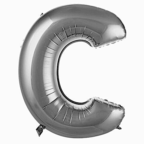 C- HARF 34 İNC GÜMÜŞ RENK BALON 76 CM