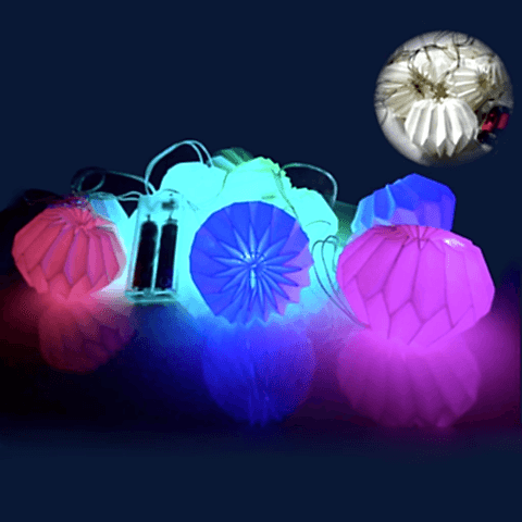 2MT 2 PİLLİ SARKIT BEYAZ YUVARLAK RGB LED KAĞIT SÜS