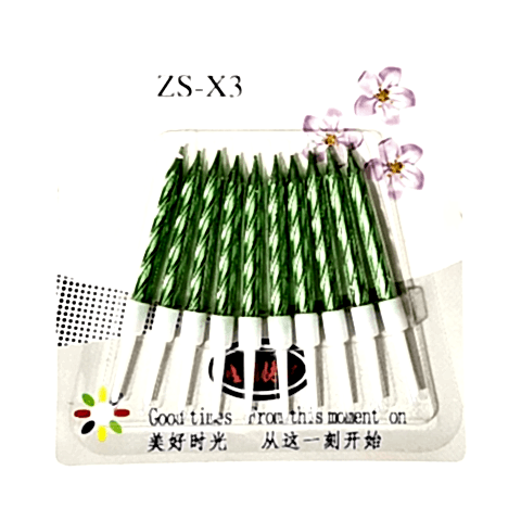 10 LU BURGULU YEŞİL MUM 7.5CM PK:14 KL:420