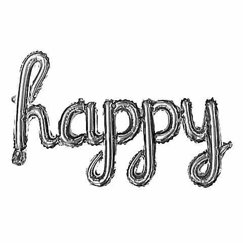 TEKLİ EL YAZILI HAPPY GÜMÜŞ RENK FOLYO BALON 87*33