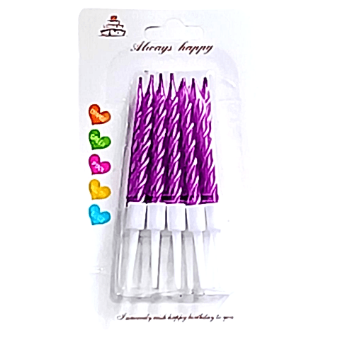 10 LU KÜÇÜK BURGULU MOR MUM 7.5 CM PK:50 KL:600