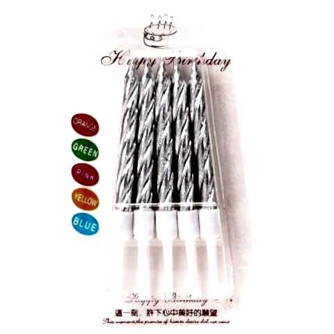 10 LU KÜÇÜK BURGULU GÜMÜŞ MUM 7.5 CM PK:50 KL:600