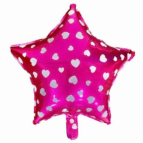 18 İNC YILDIZ PUANLI PEMBE FOLYO BALON