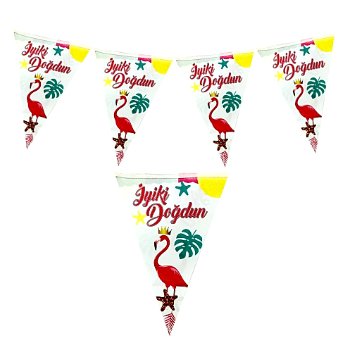 FLAMİNGO İYİKİ DOĞDUN ÜÇGEN FLAMA