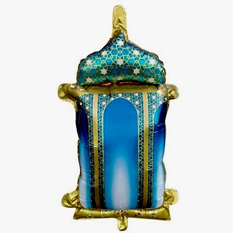 18 İNC RAMAZAN KANDİL FİGÜRLÜ MAVİ FOLYO BALON 59.5*58